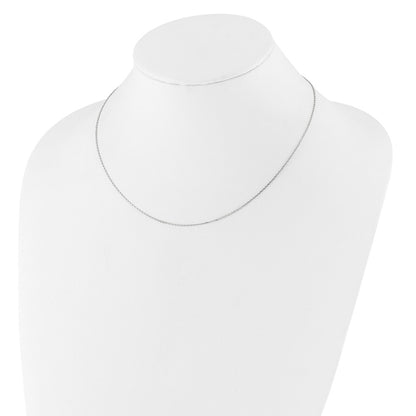 18 Inch 14K White Gold 1.1mm D/C Square Cable 1In+1In Adjustable Chain Necklace