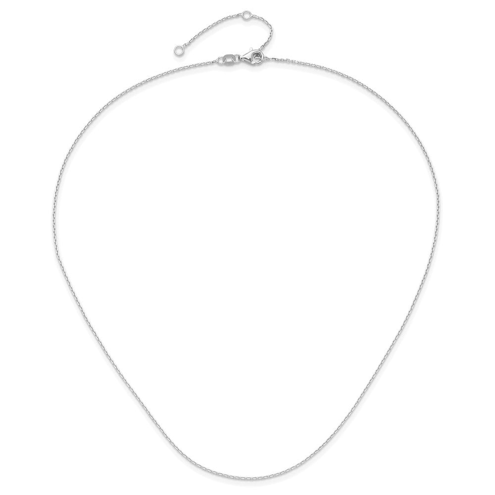 18 Inch 14K White Gold 1.1mm D/C Square Cable 1In+1In Adjustable Chain Necklace
