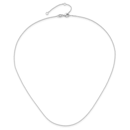 18 Inch 14K White Gold 1.1mm D/C Square Cable 1In+1In Adjustable Chain Necklace
