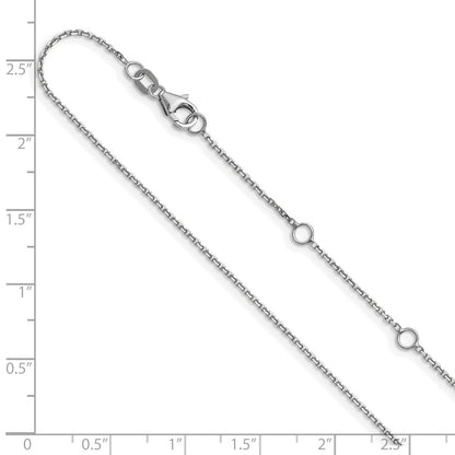 18 Inch 14K White Gold 1.1mm D/C Square Cable 1In+1In Adjustable Chain Necklace