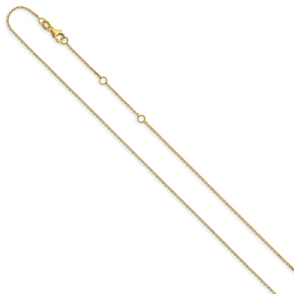 26 Inch 14K Yellow Gold 1.1mm D/C Square Cable 2In+2In Adjustable Chain Necklace