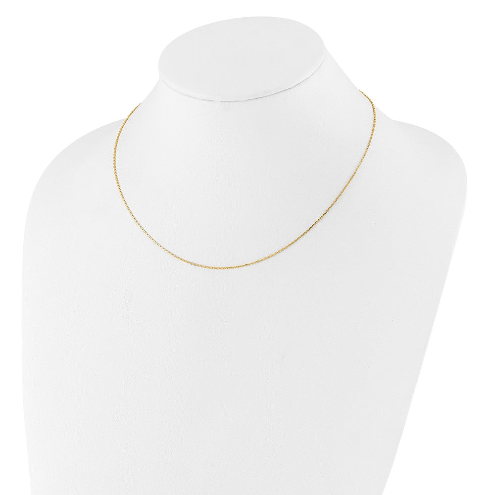18 Inch 14K Yellow Gold 1.1mm D/C Square Cable 1In+1In Adjustable Chain Necklace