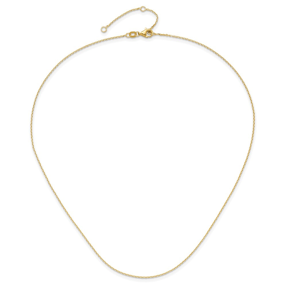 18 Inch 14K Yellow Gold 1.1mm D/C Square Cable 1In+1In Adjustable Chain Necklace