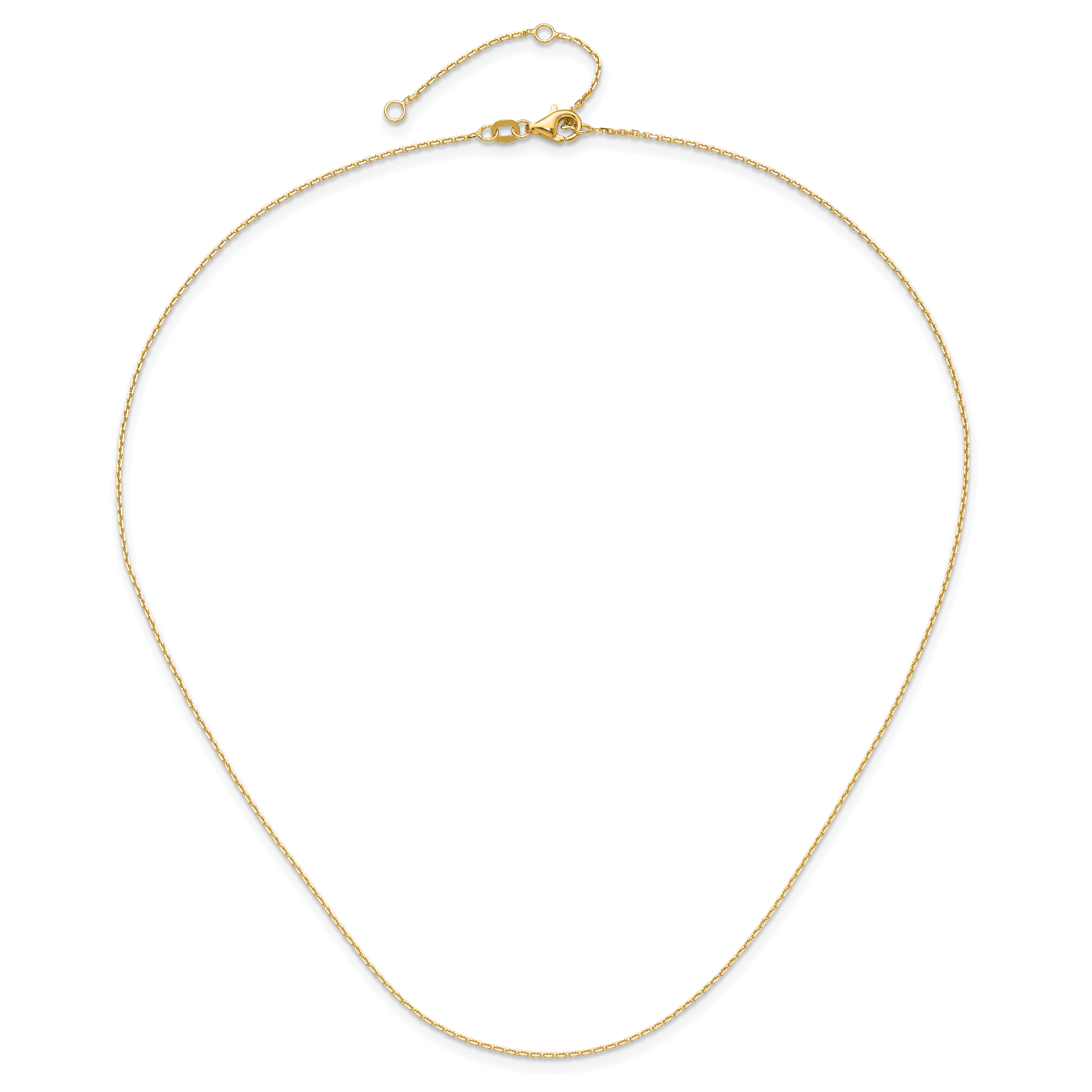 26 Inch 14K Yellow Gold 1.1mm D/C Square Cable 2In+2In Adjustable Chain Necklace