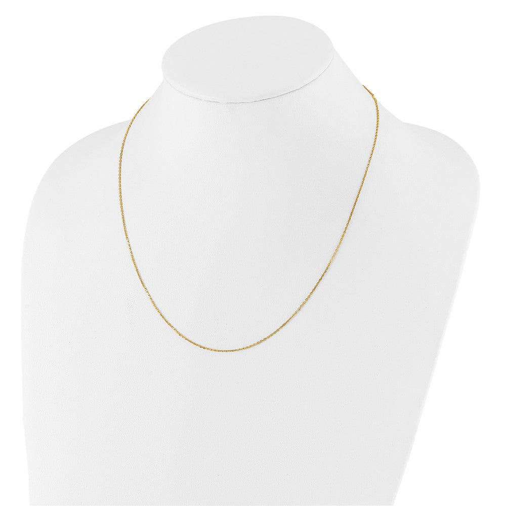 18 Inch 14K Yellow Gold 1.1mm D/C Square Cable 1In+1In Adjustable Chain Necklace