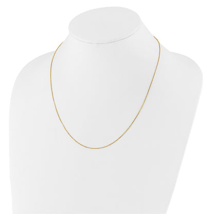 18 Inch 14K Yellow Gold 1.1mm D/C Square Cable 1In+1In Adjustable Chain Necklace