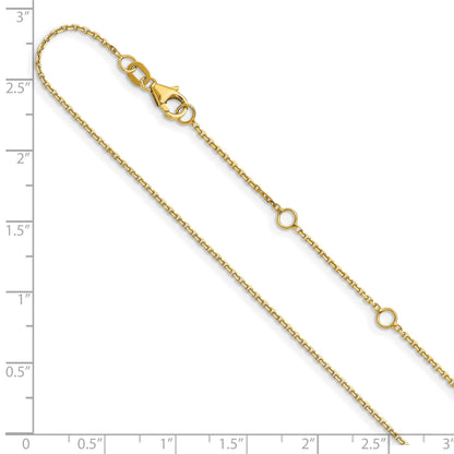 26 Inch 14K Yellow Gold 1.1mm D/C Square Cable 2In+2In Adjustable Chain Necklace