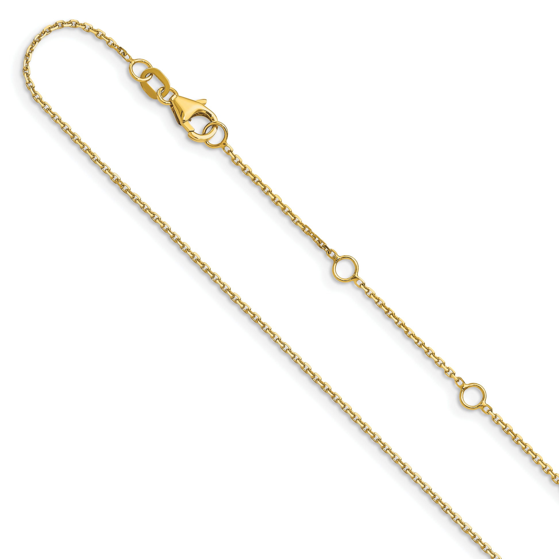 26 Inch 14K Yellow Gold 1.1mm D/C Square Cable 2In+2In Adjustable Chain Necklace