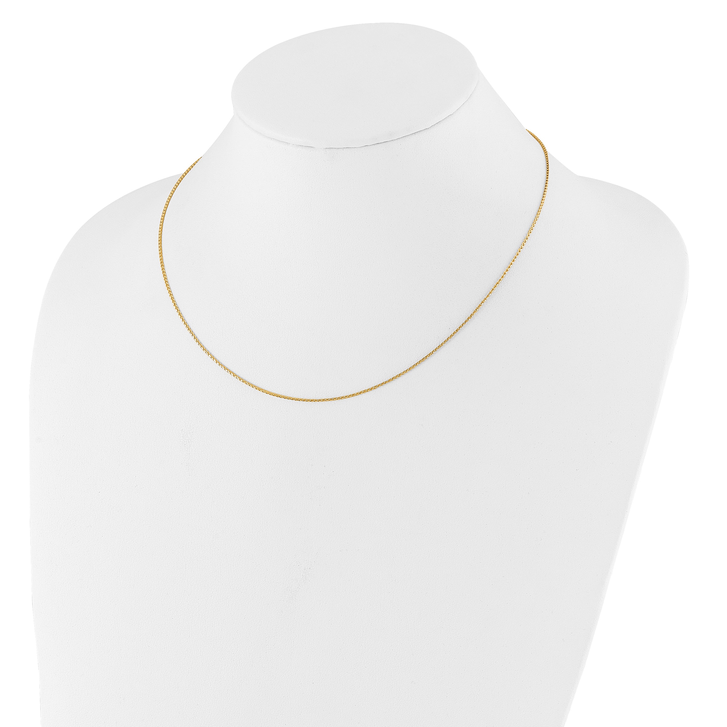 18 Inch 14K Yellow Gold 1mm D/C Open Franco 1In+1In Adjustable Chain Necklace