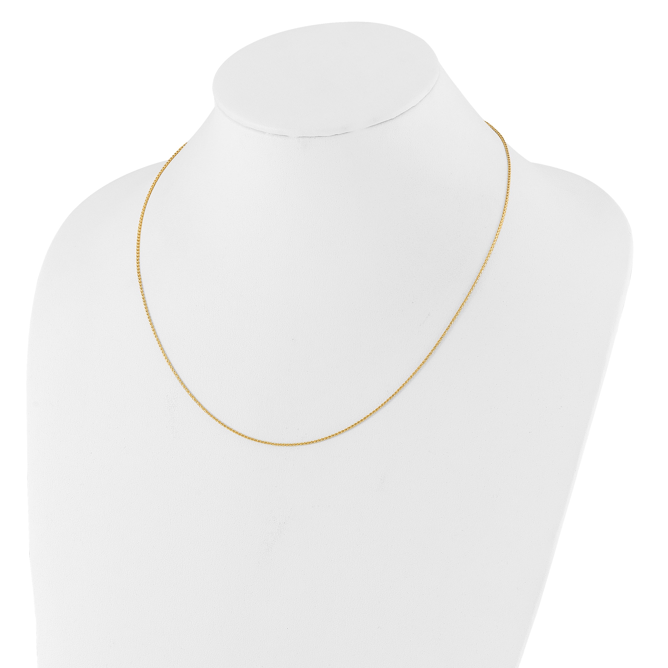18 Inch 14K Yellow Gold 1mm D/C Open Franco 1In+1In Adjustable Chain Necklace