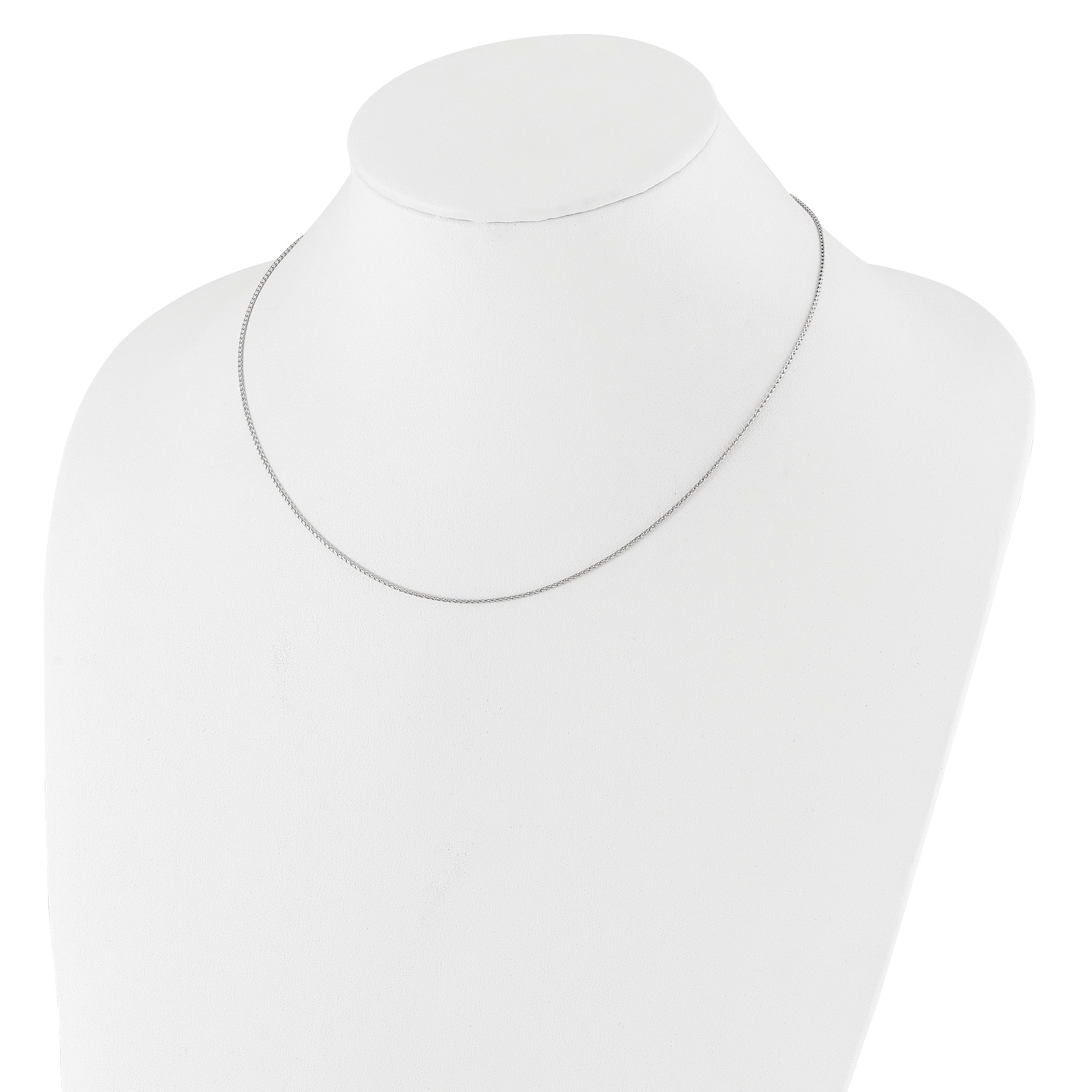 18 Inch 14K White Gold 1mm D/C Open Franco 1In+1In Adjustable Chain Necklace