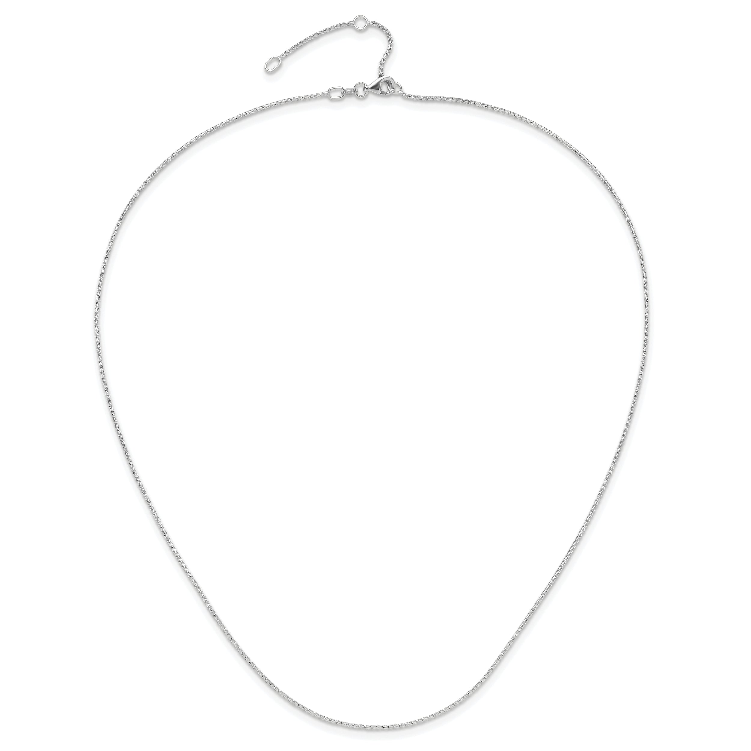 2 Inch 14K White Gold 1mm D/C Open Franco 1In+1In Adjustable Chain Necklace