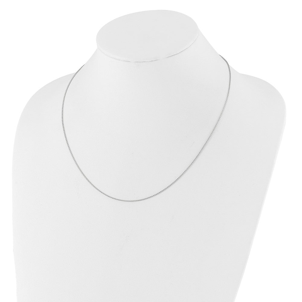 18 Inch 14K White Gold 1mm D/C Open Franco 1In+1In Adjustable Chain Necklace