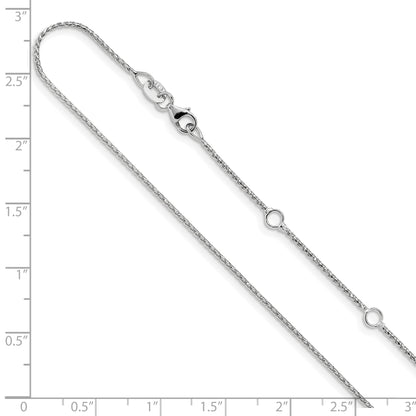 2 Inch 14K White Gold 1mm D/C Open Franco 1In+1In Adjustable Chain Necklace