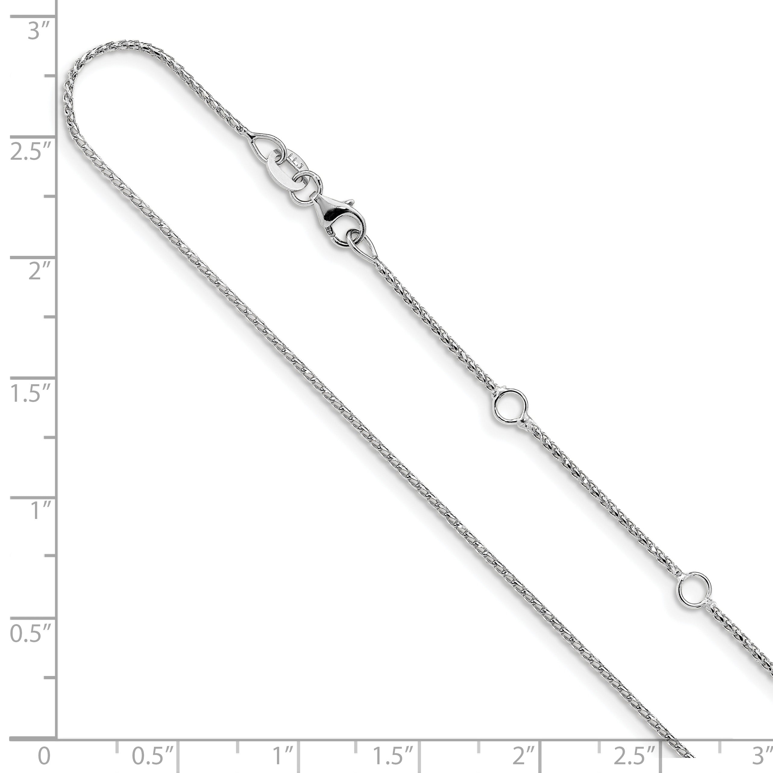 18 Inch 14K White Gold 1mm D/C Open Franco 1In+1In Adjustable Chain Necklace