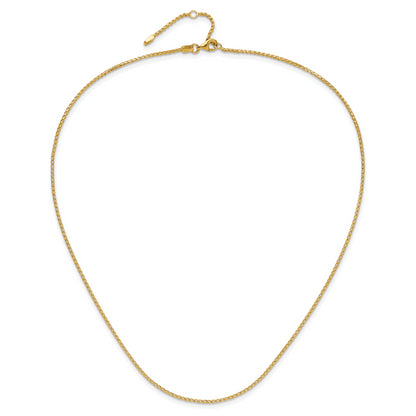 2 Inch 14K Yellow Gold 1.4mm D/C Open Franco 1In+1In Adjustable Chain Necklace