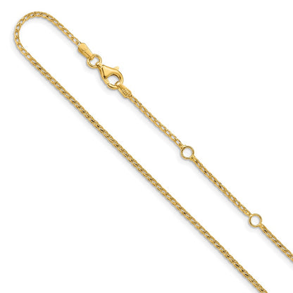 18 Inch 14K Yellow Gold 1.4mm D/C Open Franco 1In+1In Adjustable Chain Necklace