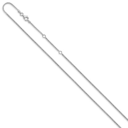 18 Inch 14K White Gold 1.4mm D/C Open Franco 1In+1In Adjustable Chain Necklace