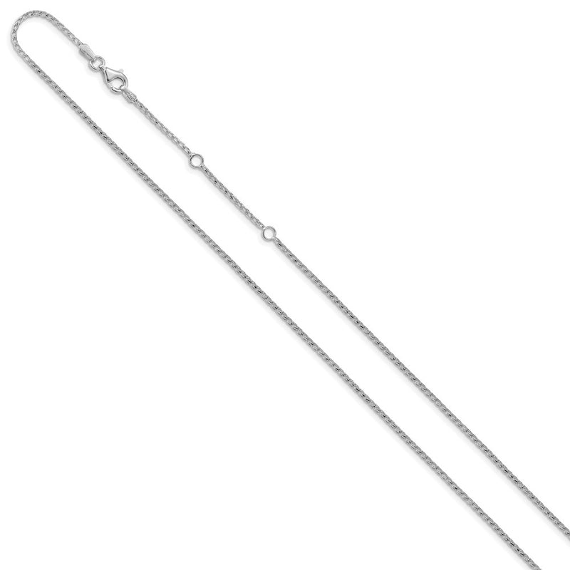 18 Inch 14K White Gold 1.4mm D/C Open Franco 1In+1In Adjustable Chain Necklace