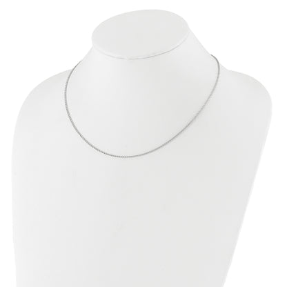 18 Inch 14K White Gold 1.4mm D/C Open Franco 1In+1In Adjustable Chain Necklace