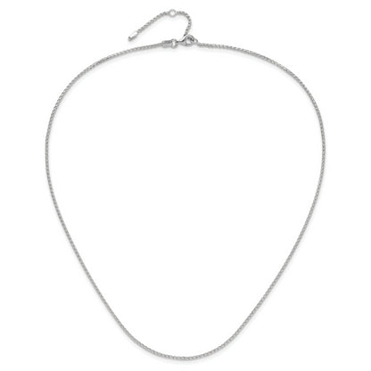 18 Inch 14K White Gold 1.4mm D/C Open Franco 1In+1In Adjustable Chain Necklace