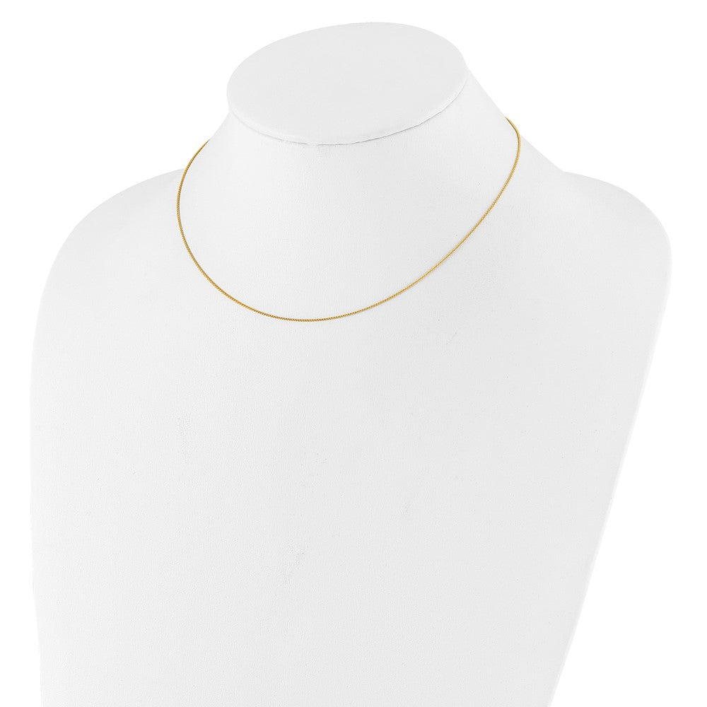 2 Inch 14K Yellow Gold .8mm Baby Spiga 1In+1In Adjustable Chain Necklace