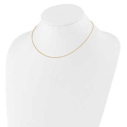 2 Inch 14K Yellow Gold .8mm Baby Spiga 1In+1In Adjustable Chain Necklace