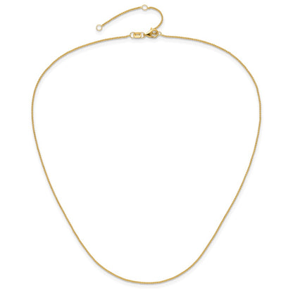 18 Inch 14K Yellow Gold .8mm Baby Spiga 1In+1In Adjustable Chain Necklace