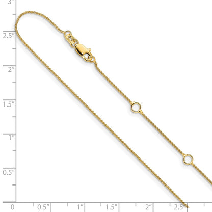 18 Inch 14K Yellow Gold .8mm Baby Spiga 1In+1In Adjustable Chain Necklace