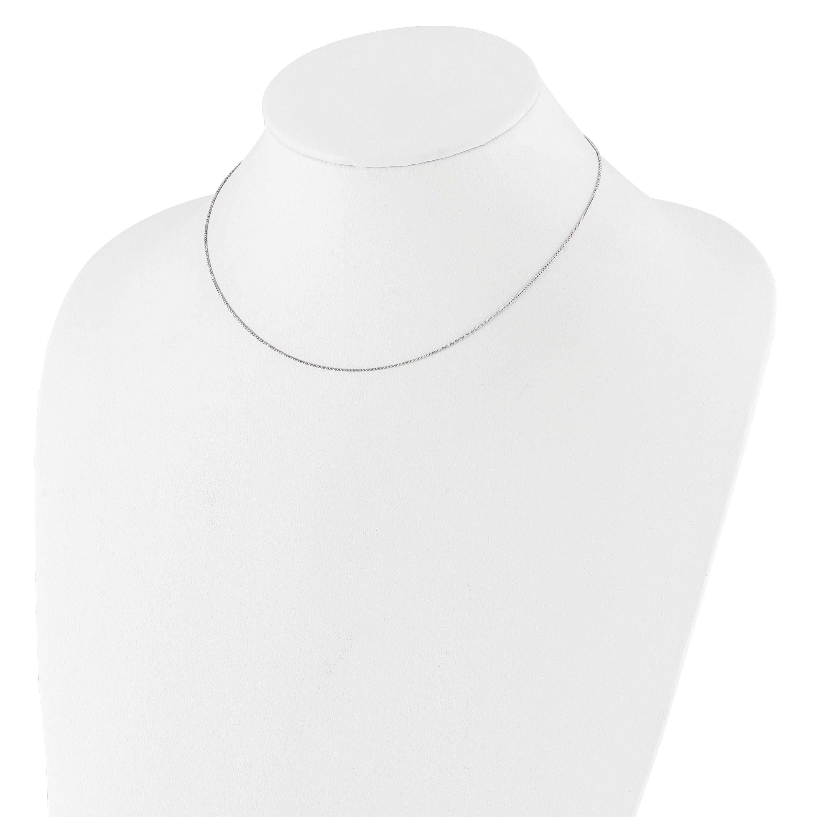 18 Inch 14K White Gold .8mm Baby Spiga 1In+1In Adjustable Chain Necklace