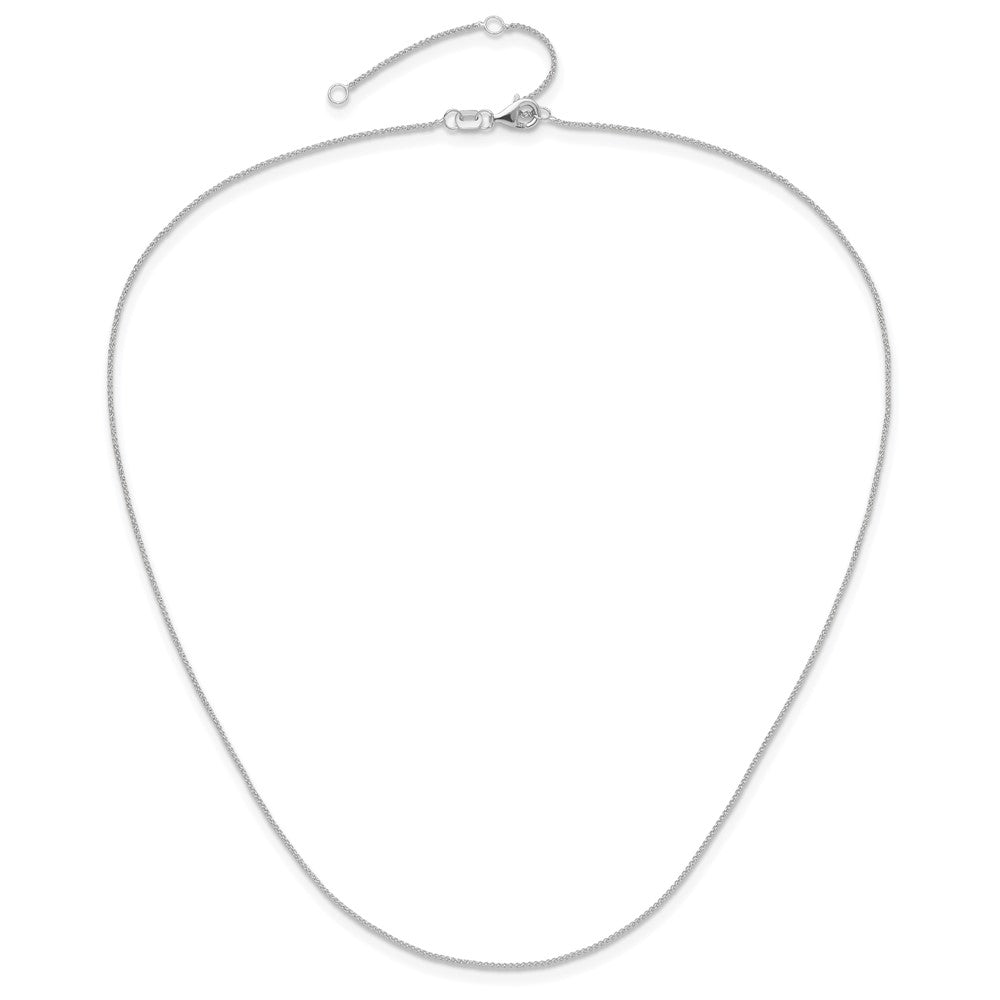 2 Inch 14K White Gold .8mm Baby Spiga 1In+1In Adjustable Chain Necklace