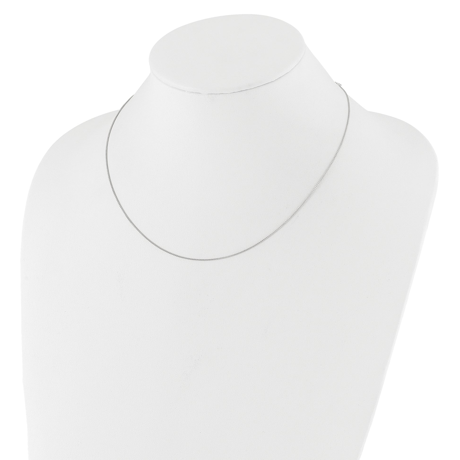 18 Inch 14K White Gold .8mm Baby Spiga 1In+1In Adjustable Chain Necklace