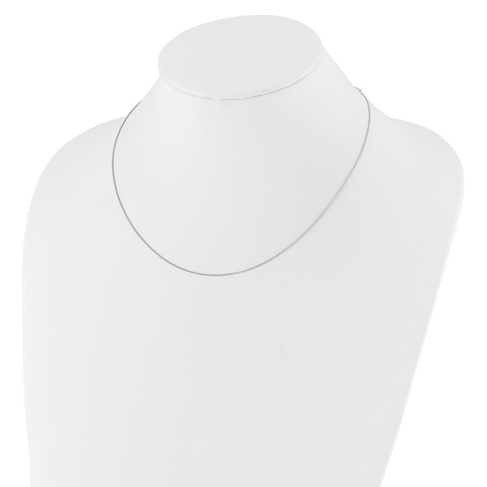 2 Inch 14K White Gold .8mm Baby Spiga 1In+1In Adjustable Chain Necklace