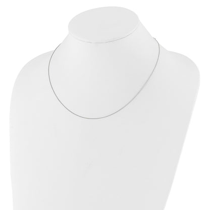2 Inch 14K White Gold .8mm Baby Spiga 1In+1In Adjustable Chain Necklace