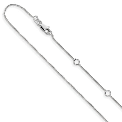 18 Inch 14K White Gold .8mm Baby Spiga 1In+1In Adjustable Chain Necklace