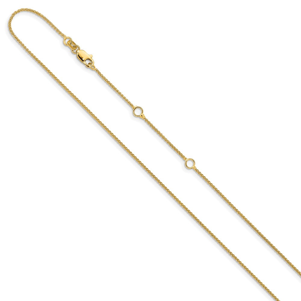 2 Inch 14K Yellow Gold 1mm Spiga 1In+1In Adjustable Chain Necklace