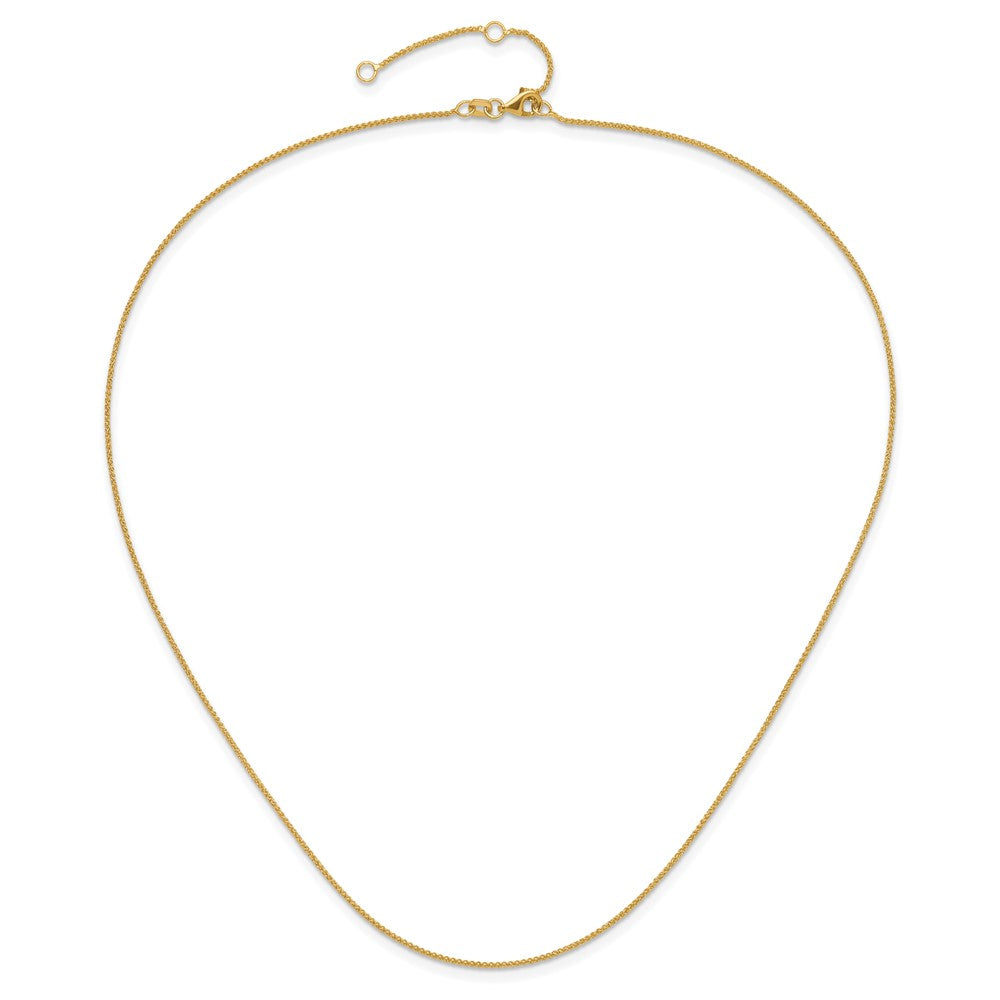 2 Inch 14K Yellow Gold 1mm Spiga 1In+1In Adjustable Chain Necklace