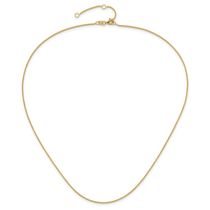 2 Inch 14K Yellow Gold 1mm Spiga 1In+1In Adjustable Chain Necklace