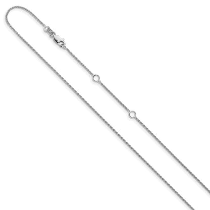 2 Inch 14K White Gold 1mm Spiga 1In+1In Adjustable Chain Necklace