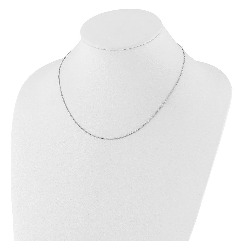 18 Inch 14K White Gold 1mm Spiga 1In+1In Adjustable Chain Necklace