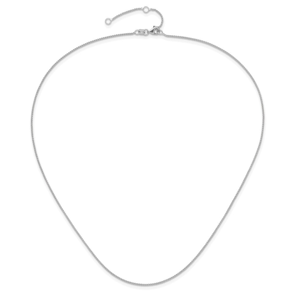 2 Inch 14K White Gold 1mm Spiga 1In+1In Adjustable Chain Necklace