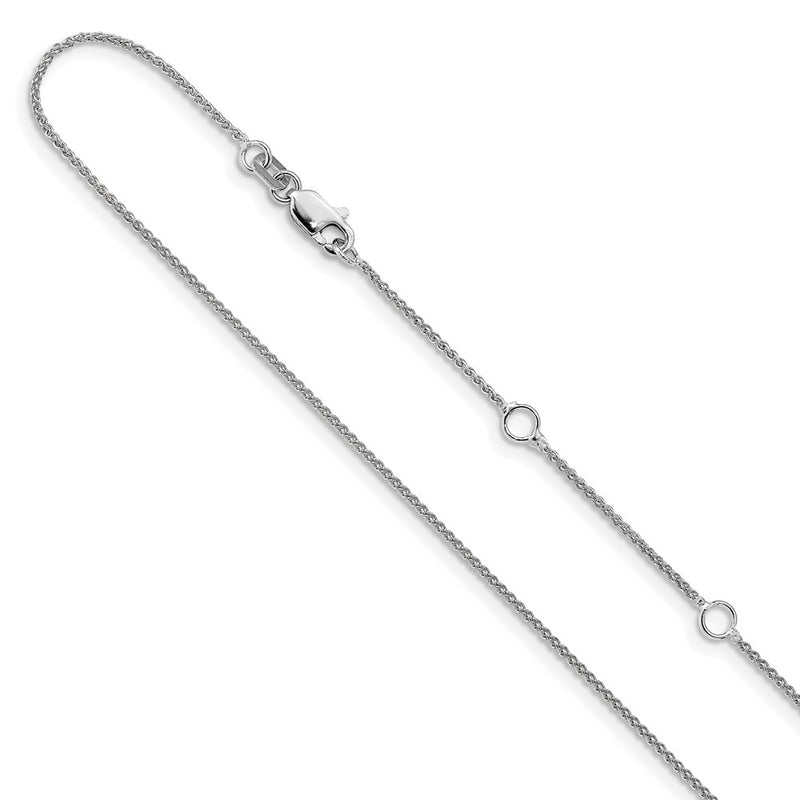 18 Inch 14K White Gold 1mm Spiga 1In+1In Adjustable Chain Necklace