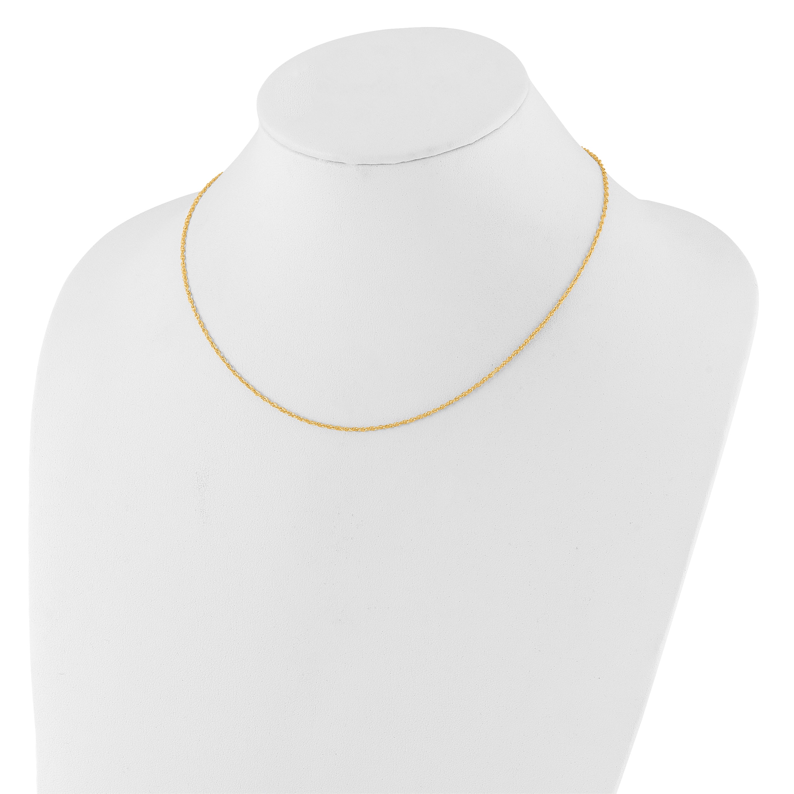 2 Inch 14K Yellow Gold 1.5mm D/C Loose Rope 1In+1In Adjustable Chain Necklace