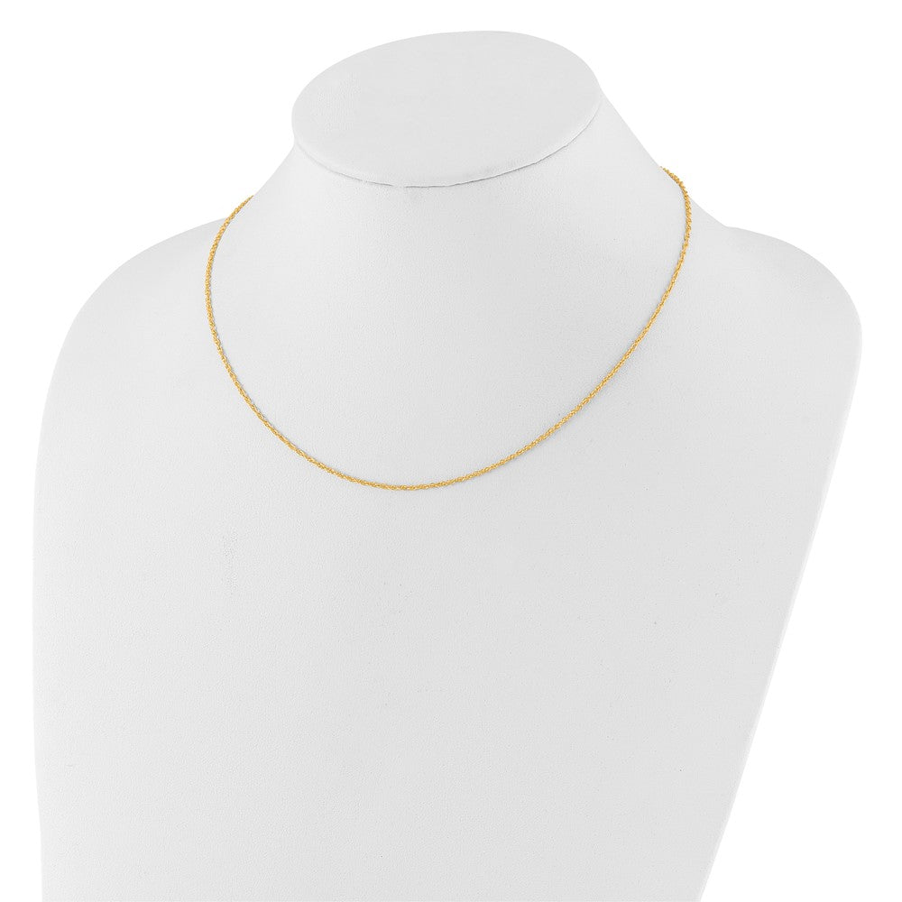 18 Inch 14K Yellow Gold 1.5mm D/C Loose Rope 1In+1In Adjustable Chain Necklace