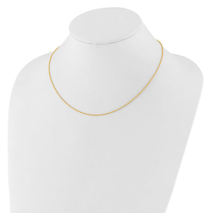 18 Inch 14K Yellow Gold 1.5mm D/C Loose Rope 1In+1In Adjustable Chain Necklace