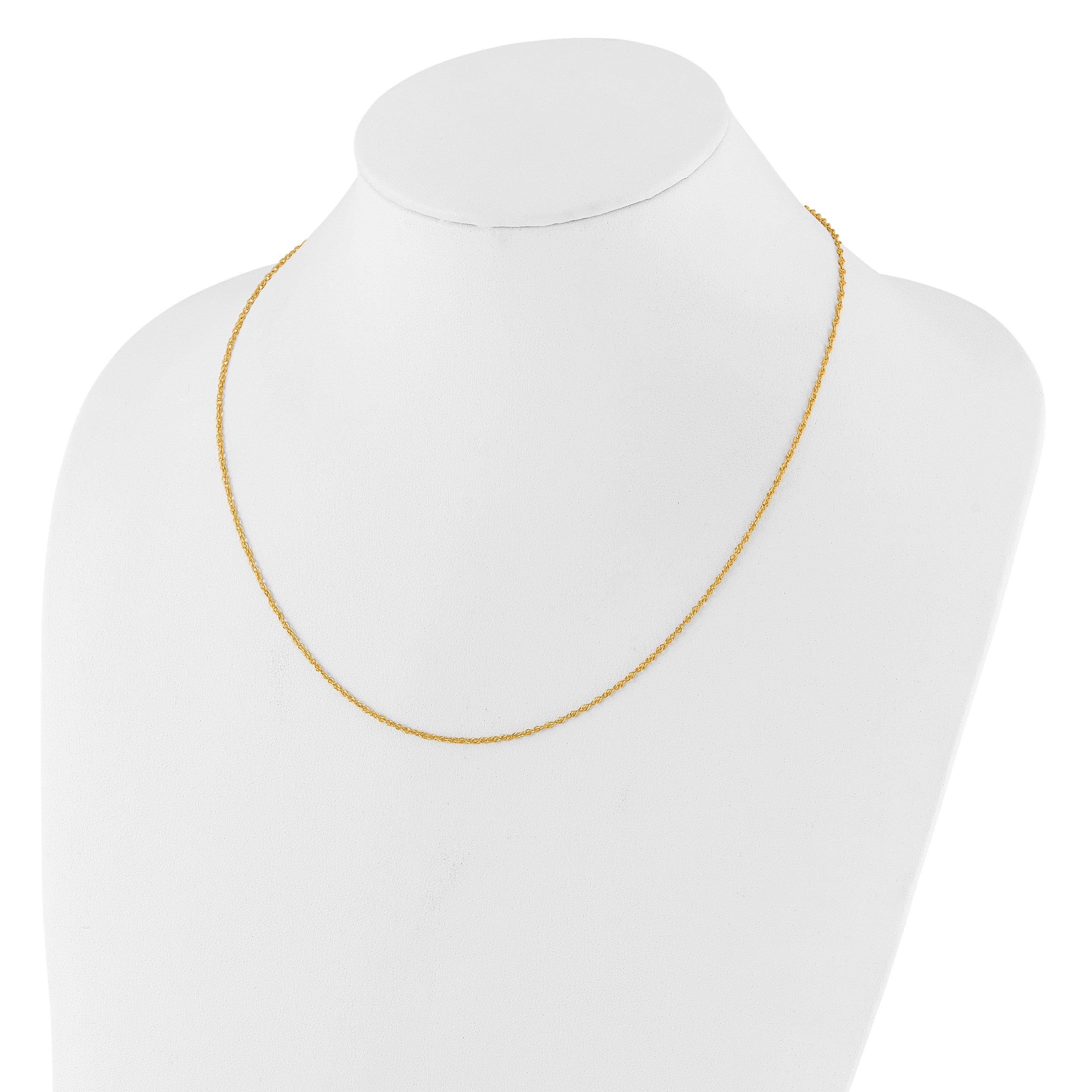 2 Inch 14K Yellow Gold 1.5mm D/C Loose Rope 1In+1In Adjustable Chain Necklace