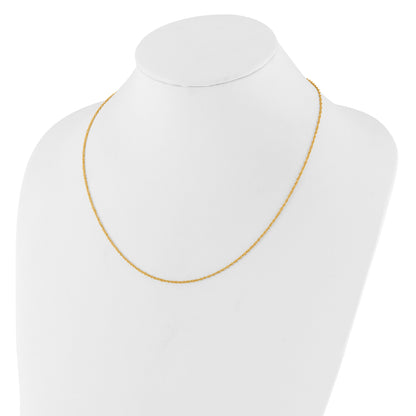 2 Inch 14K Yellow Gold 1.5mm D/C Loose Rope 1In+1In Adjustable Chain Necklace