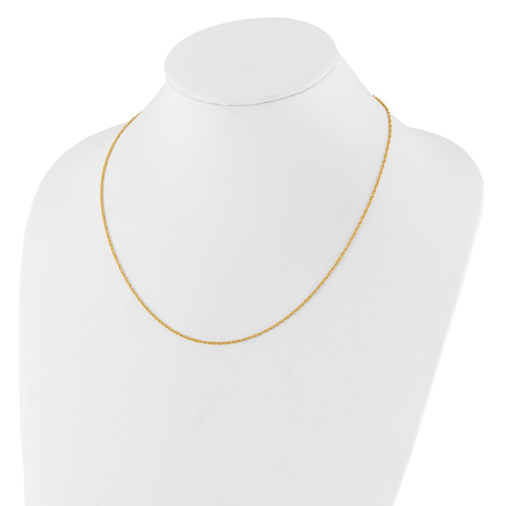 18 Inch 14K Yellow Gold 1.5mm D/C Loose Rope 1In+1In Adjustable Chain Necklace