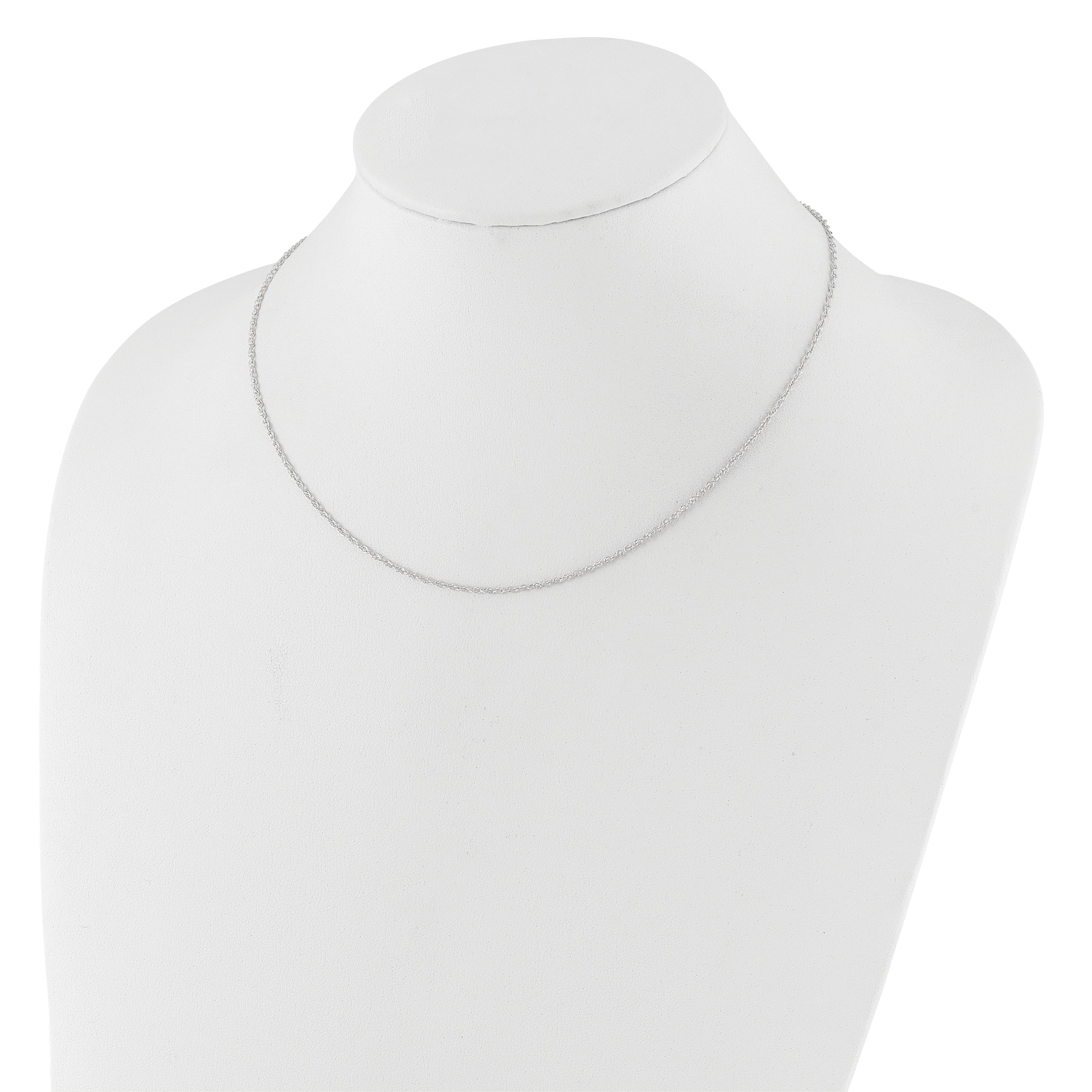 2 Inch 14K White Gold 1.5mm D/C Loose Rope 1In+1In Adjustable Chain Necklace
