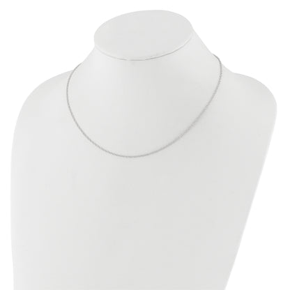2 Inch 14K White Gold 1.5mm D/C Loose Rope 1In+1In Adjustable Chain Necklace